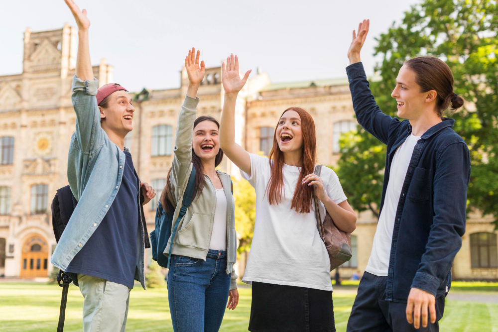 group students happy be back university 1 2